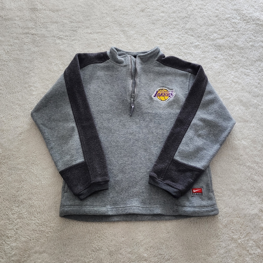 Y2K Nike Los Angeles Lakers 1/2 Zip Fleece Pullover, Kids' Medium, GUC - Grey